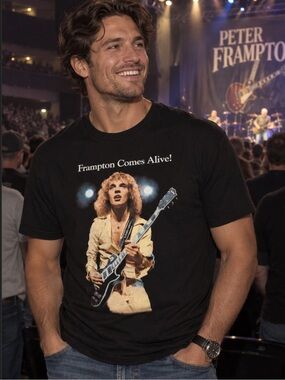Gildan Black 'Frampton Comes Alive!' Graphic Tee size 2XL NWOT